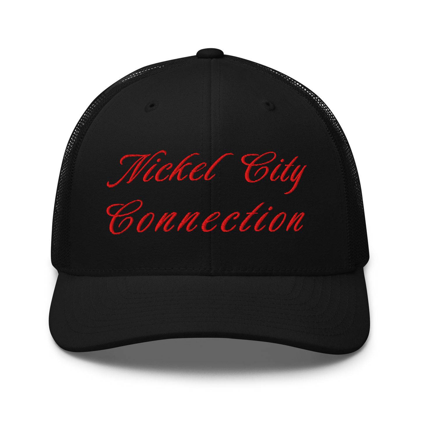 black Nickel City Connection hat with red lettering