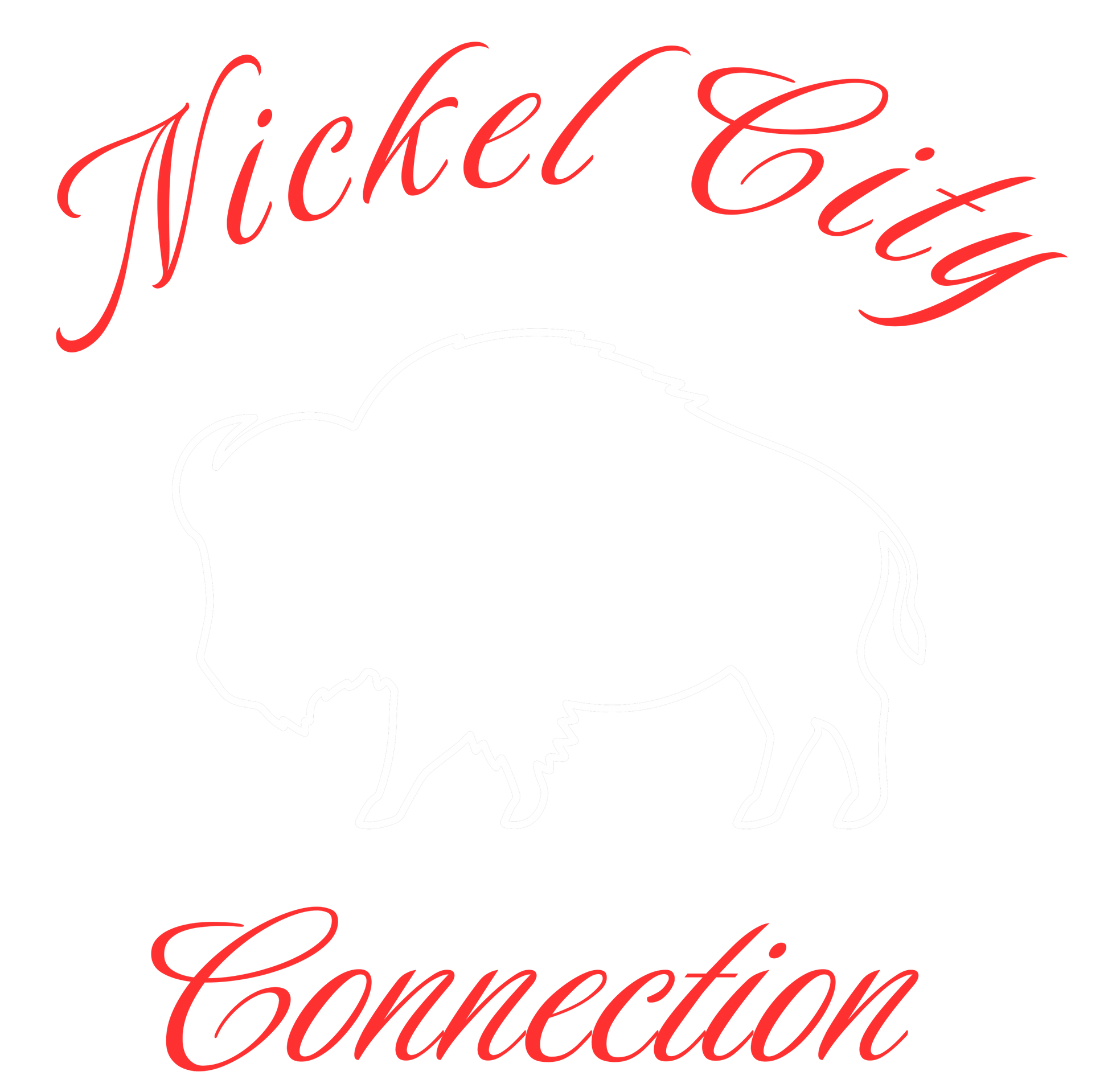 Red Nickel City Connection text with white buffalo