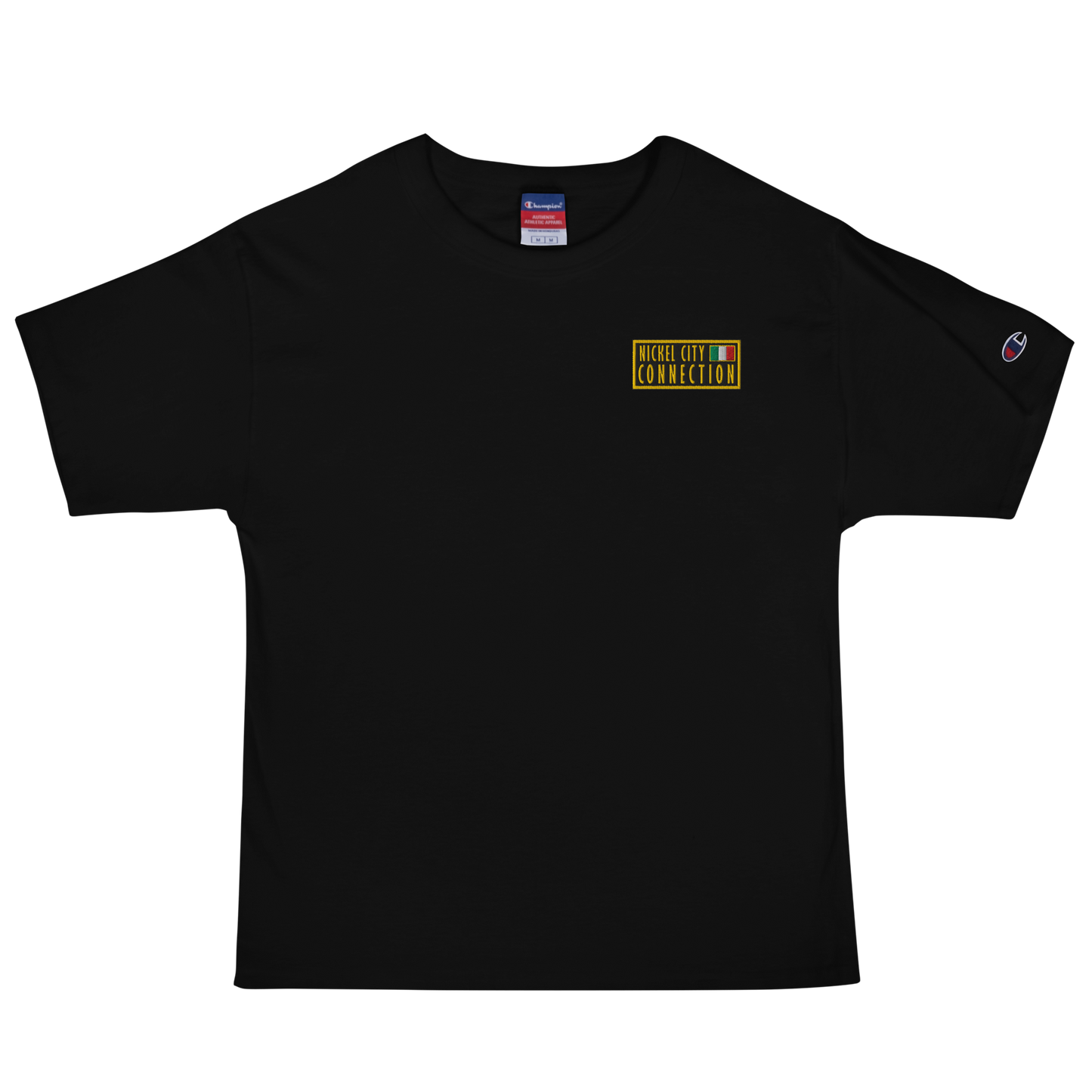 Black T-Shirt featuring Nickel City Connection patch on the front.