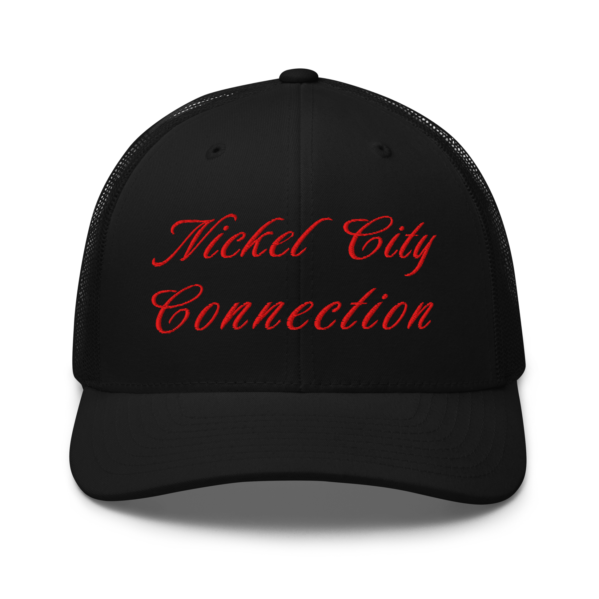 black Nickel City Connection hat with red lettering