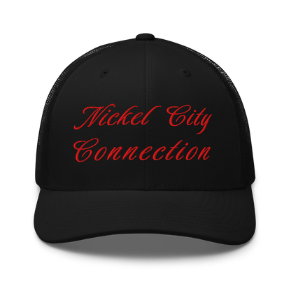 black Nickel City Connection hat with red lettering