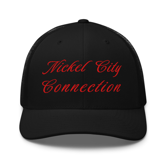 black Nickel City Connection hat with red lettering