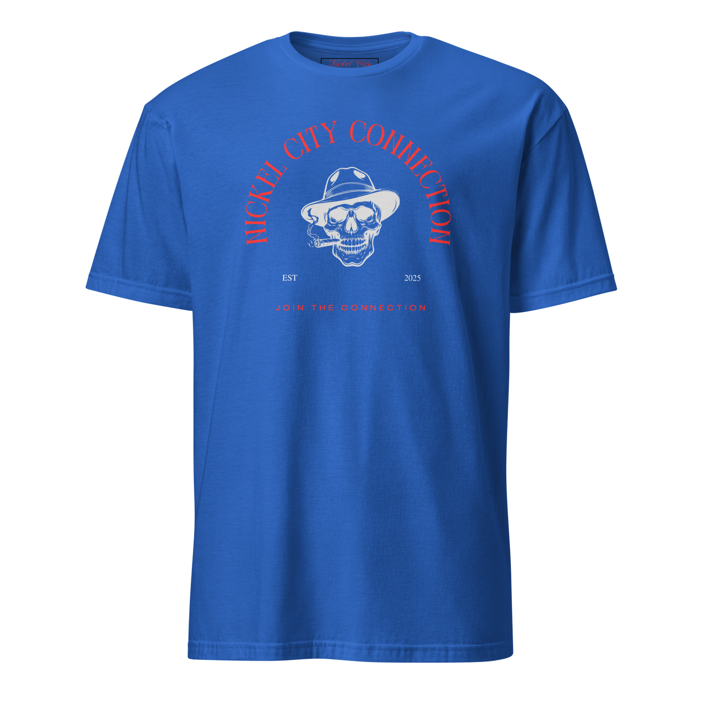 Nickel City Connection with SKull Smoking on blue shirt